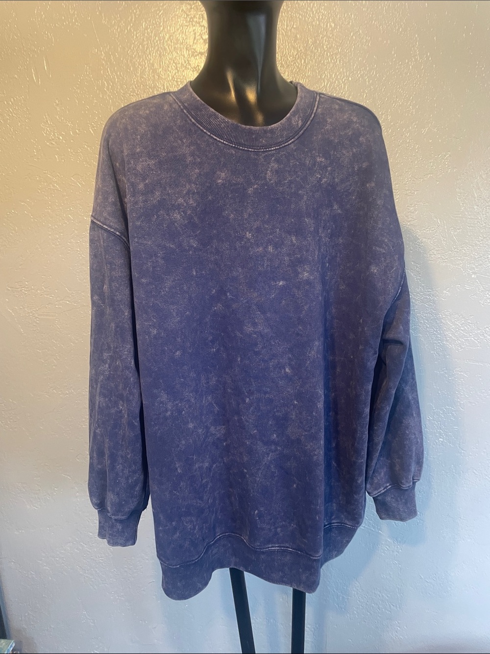 Mineral-Wash Crewneck Sweatshirt - Washed Purple